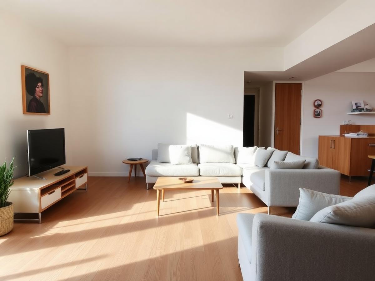 Séjour simple et bien tenu d'un appartement lyonnais loué par Alix